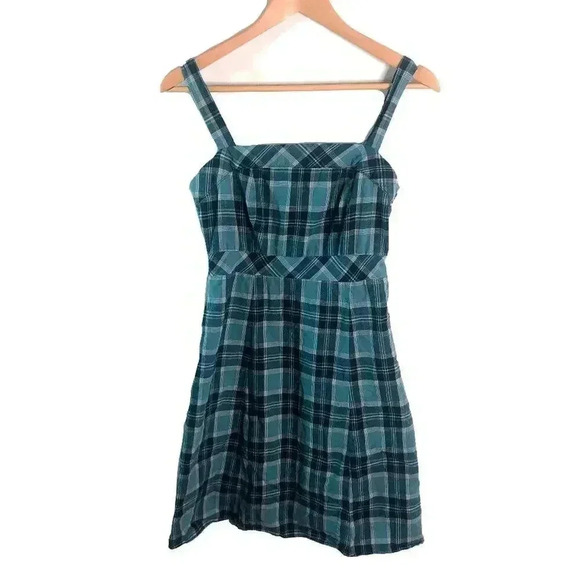 y2k Vintage GAP Plaid Square Neck Mini Dress Grunge Punk Women's Size 4 - Picture 1 of 10